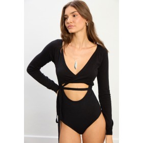 ALİCE Siyah Çıtçıtlı Triko Bodysuit