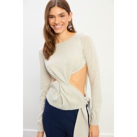 CLARK Gri Yandan Bağcıklı Triko Kazak
