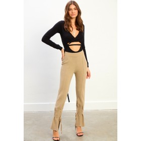 LISA Bej Bağcıklı Triko Pantalon